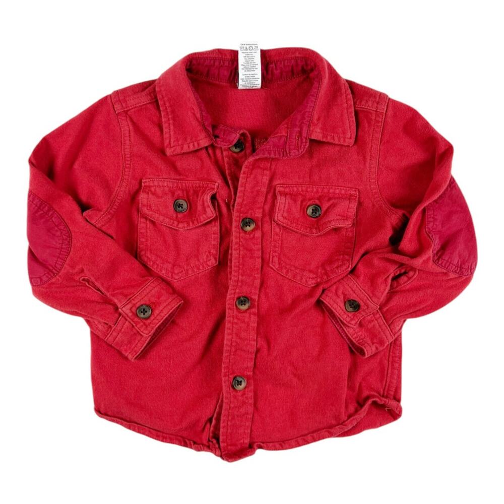 Tea Collection Red Long Sleeve Button Up Shirt boys size 2